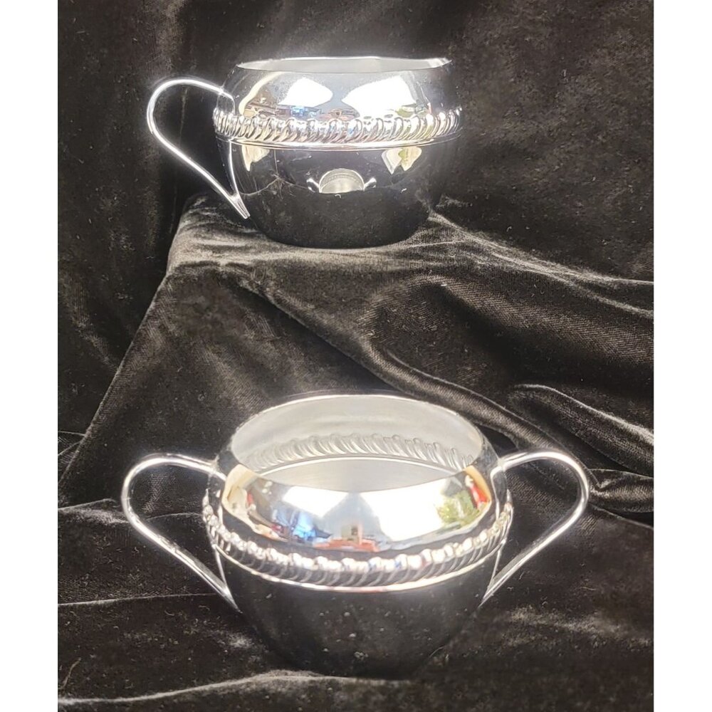 Vintage Irvinware Chrome Creamer and Sugar Bowl, set of 2